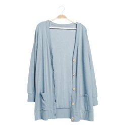 Bamboo Jersey Adult Cardigan In Fog -Kyte Baby kyte baby adult bamboo jersey cardigan adult bamboo jersey cardigan in fog 30770408587375
