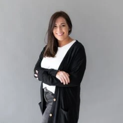 Bamboo Jersey Adult Cardigan In Midnight