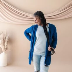 Bamboo Jersey Adult Cardigan In Tahoe -Kyte Baby kyte baby adult bamboo jersey cardigan bamboo jersey adult cardigan in tahoe 31624226046063