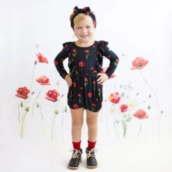 Bow In Midnight Poppies -Kyte Baby kyte baby baby bows bow in midnight poppies 32550084477039
