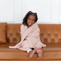 Chunky Knit Toddler Blanket In Blush -Kyte Baby kyte baby chunky knit toddler blanket blush toddler chunky knit toddler blanket in blush 32737331708015