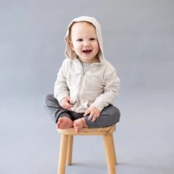 Bamboo Jersey Hooded Jacket In Oat