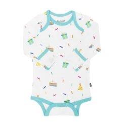 Long Sleeve Bodysuit In Cloud Party -Kyte Baby kyte baby long sleeve bodysuits long sleeve bodysuit in cloud party 32605491495023