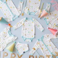 Long Sleeve Bodysuit In Cloud Party -Kyte Baby kyte baby long sleeve bodysuits long sleeve bodysuit in cloud party 32605491658863