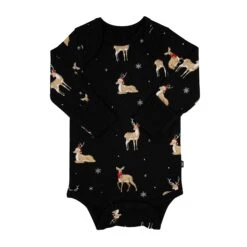 Long Sleeve Bodysuit In Midnight Deer -Kyte Baby kyte baby long sleeve bodysuits long sleeve bodysuit in midnight deer 32700266315887