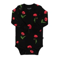 Long Sleeve Bodysuit In Midnight Poppies -Kyte Baby kyte baby long sleeve bodysuits long sleeve bodysuit in midnight poppies 32531768868975