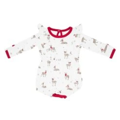 Long Sleeve Bubble Romper In Cloud Deer