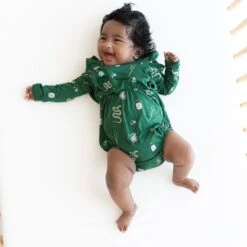 Long Sleeve Bubble Romper In Slytherin™ -Kyte Baby kyte baby long sleeve bubble romper long sleeve bubble romper in slytherin 32475852669039