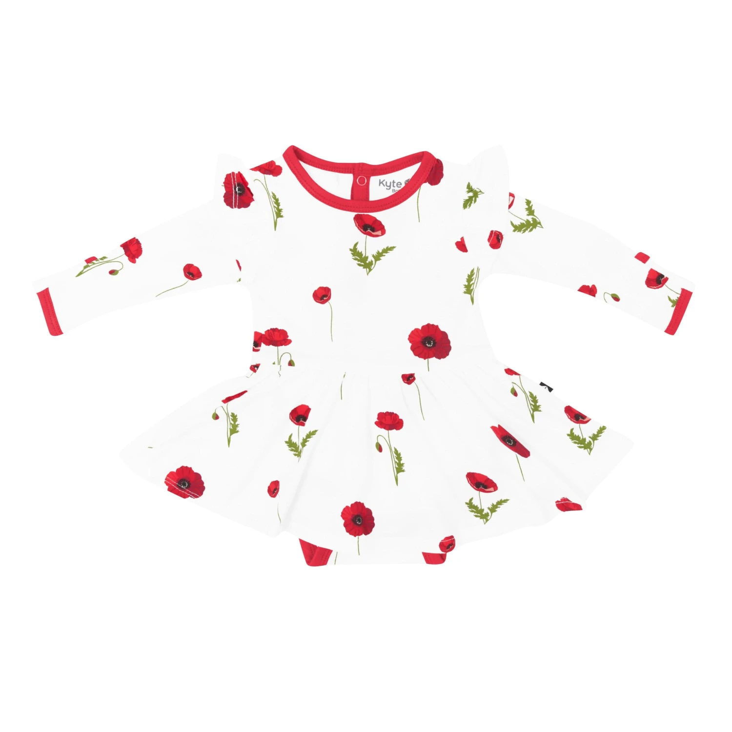 Long Sleeve Twirl Bodysuit Dress In Cloud Poppies 3 Long Sleeve Twirl Bodysuit Dress In Cloud Poppies