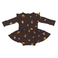 Long Sleeve Twirl Bodysuit Dress In Fungi