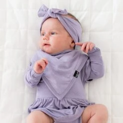 Long Sleeve Twirl Bodysuit Dress In Taro -Kyte Baby kyte baby ls twirl bodysuit dress long sleeve twirl bodysuit dress in taro 32582501597295