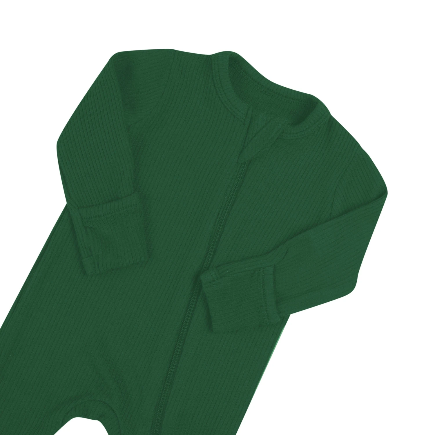 Ribbed Zipper Footie In Forest 6 Ribbed Zipper Footie In Forest - Image 4
