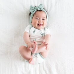 Bodysuit In Eucalyptus 9 Bodysuit In Eucalyptus -Kyte Baby kyte baby short sleeve bodysuit printed bodysuit in eucalyptus 30876544893039