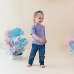 Toddler Crew Neck Tee In Taro Leopard -Kyte Baby kyte baby short sleeve toddler unisex tee toddler crew neck tee in taro leopard 32329607315567