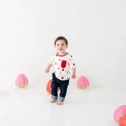 Toddler Crew Neck Tee In Strawberry -Kyte Baby kyte baby short sleeve toddler unisex tee toddler unisex tee in strawberry 31859582468207
