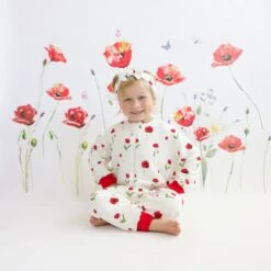 Slumber Suit In Cloud Poppies -Kyte Baby kyte baby slumber suit slumber suit in cloud poppies 32550112067695