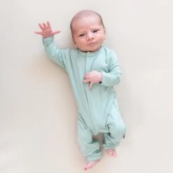 Romper In Sage -Kyte Baby kyte baby snap romper romper in sage 32566208364655