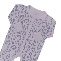 Romper In Taro Leopard -Kyte Baby kyte baby snap romper romper in taro leopard 32326407094383