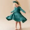 Long Sleeve Tiered Dress In Emerald 2 Long Sleeve Tiered Dress In Emerald -Kyte Baby kyte baby toddler long sleeve tiered dress long sleeve tiered dress in emerald 30294999367791