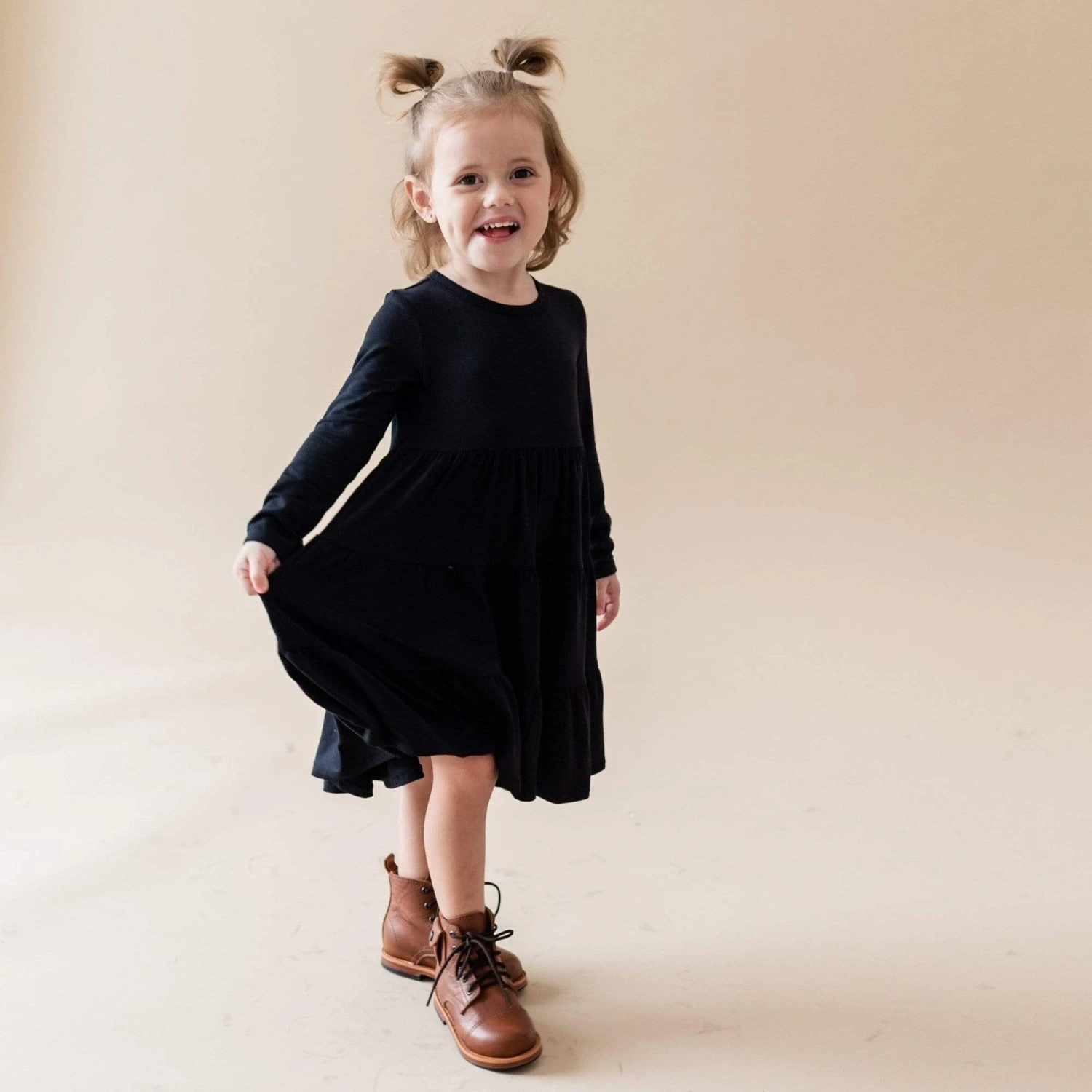 Long Sleeve Tiered Dress In Midnight 3 Long Sleeve Tiered Dress In Midnight
