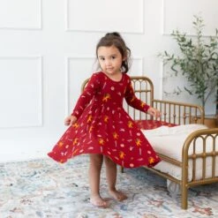 Long Sleeve Twirl Dress In Gryffindor™ 10 Long Sleeve Twirl Dress In Gryffindor™ -Kyte Baby kyte baby toddler long sleeve twirl dress long sleeve twirl dress in gryffindor 32475941896303
