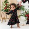 Long Sleeve Twirl Dress In Midnight Poppies -Kyte Baby kyte baby toddler long sleeve twirl dress long sleeve twirl dress in midnight poppies 32550103056495