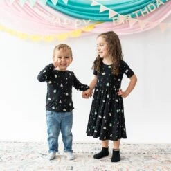 Twirl Dress In Midnight Party -Kyte Baby kyte baby toddler short sleeve twirl dress twirl dress in midnight party 32605511090287