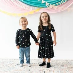 Twirl Dress In Midnight Party -Kyte Baby kyte baby toddler short sleeve twirl dress twirl dress in midnight party 32605511123055