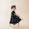 Twirl Dress In Small Midnight Magnolia -Kyte Baby kyte baby toddler short sleeve twirl dress twirl dress in small magnolia on midnight 31774787207279