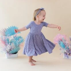 Twirl Dress In Taro Leopard