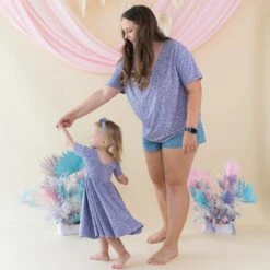 Twirl Dress In Taro Leopard -Kyte Baby kyte baby toddler short sleeve twirl dress twirl dress in taro leopard 32329606856815