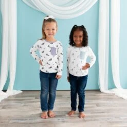 Long Sleeve Toddler Crew Neck Tee In Blue Heron -Kyte Baby kyte baby toddler unisex tee long sleeve toddler crew neck tee in blue heron 32715442913391