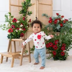 Long Sleeve Toddler Crew Neck Tee In Cloud Poppies -Kyte Baby kyte baby toddler unisex tee long sleeve toddler crew neck tee in cloud poppies 32550100435055