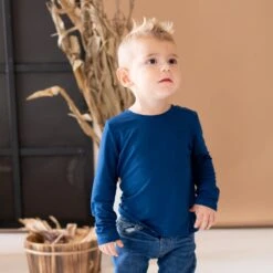 Long Sleeve Toddler Crew Neck Tee In Tahoe -Kyte Baby kyte baby toddler unisex tee long sleeve toddler unisex tee in tahoe 31453225255023