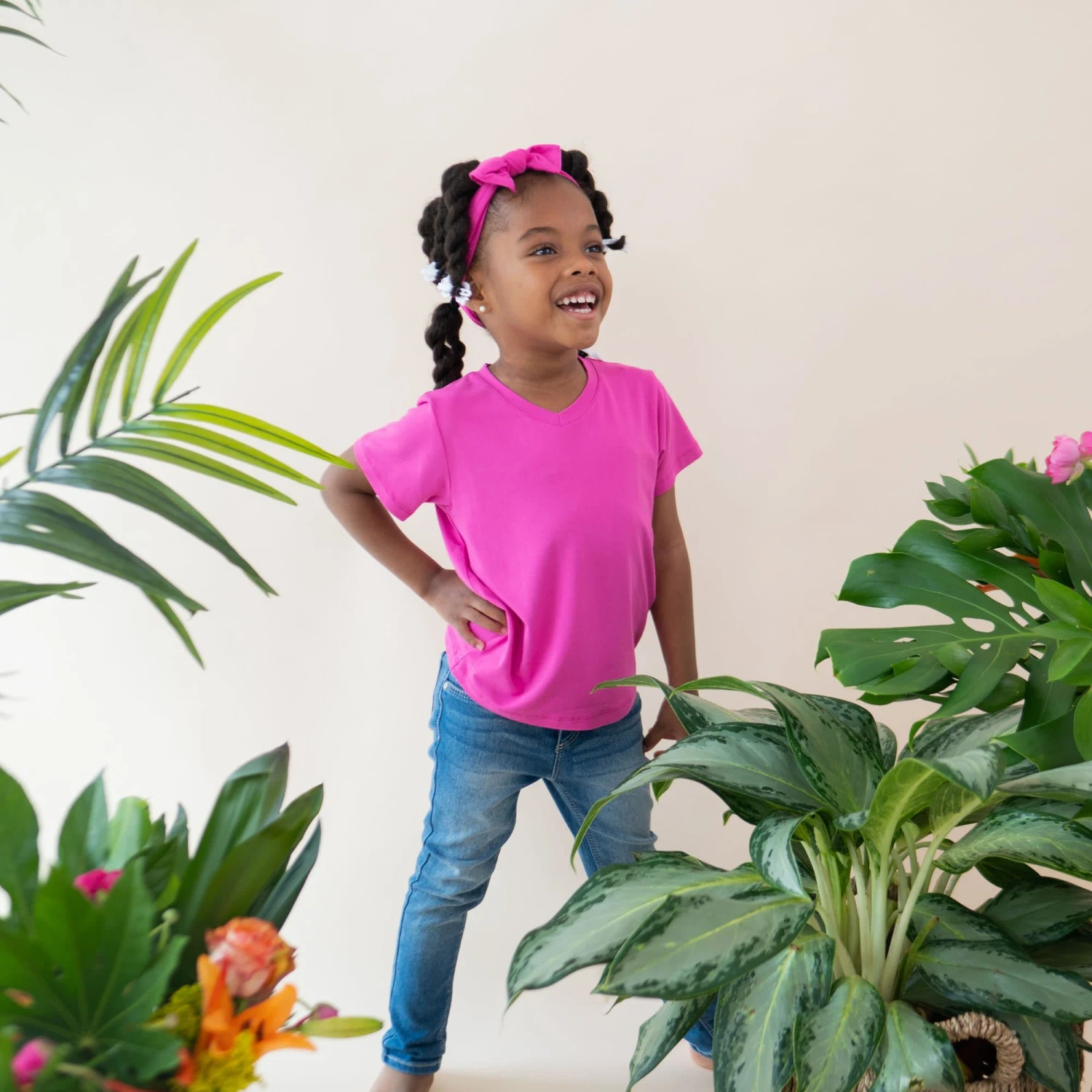 Toddler V-Neck Tee In Raspberry 4 Toddler V-Neck Tee In Raspberry - Image 3