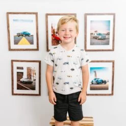 Toddler V-Neck Tee In Vintage Cars