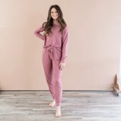 Women's Bamboo Jersey Jogger Pant In Dusty Rose -Kyte Baby kyte baby women s bamboo jersey jogger pant women s bamboo jersey jogger pant in dusty rose 32700058304623