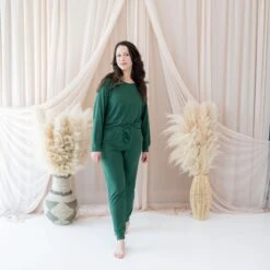 Women's Bamboo Jersey Jogger Pant In Forest