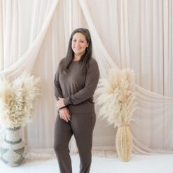 Women's Bamboo Jersey Jogger Top In Espresso