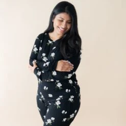 Women's Jogger Pajama Set In Big Midnight Magnolia -Kyte Baby kyte baby women s jogger pajama set women s jogger pajama set in big midnight magnolia 31774867914863