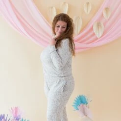 Women's Jogger Pajama Set In Oat Leopard -Kyte Baby kyte baby women s jogger pajama set women s jogger pajama set in oat leopard 32326689259631