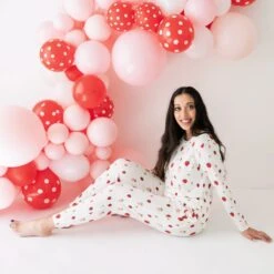Women's Jogger Pajama Set In Strawberry -Kyte Baby kyte baby women s jogger pajama set women s jogger pajama set in strawberry 31859658031215