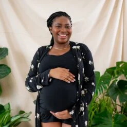 Women’s Lounge Robe In Big Midnight Magnolia -Kyte Baby kyte baby women s lounge robe women s lounge robe in big midnight magnolia 32269099794543