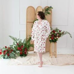 Women’s Lounge Robe In Cloud Poppies -Kyte Baby kyte baby women s lounge robe women s lounge robe in cloud poppies 32547623010415