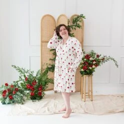 Women’s Lounge Robe In Cloud Poppies -Kyte Baby kyte baby women s lounge robe women s lounge robe in cloud poppies 32547623043183
