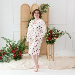 Women’s Lounge Robe In Cloud Poppies