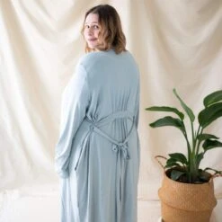 Women’s Lounge Robe In Fog -Kyte Baby kyte baby women s lounge robe women s lounge robe in fog 30006947446895