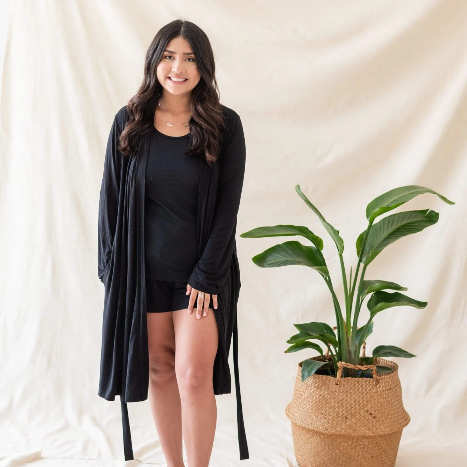 Women’s Lounge Robe In Midnight 6 Women’s Lounge Robe In Midnight - Image 4