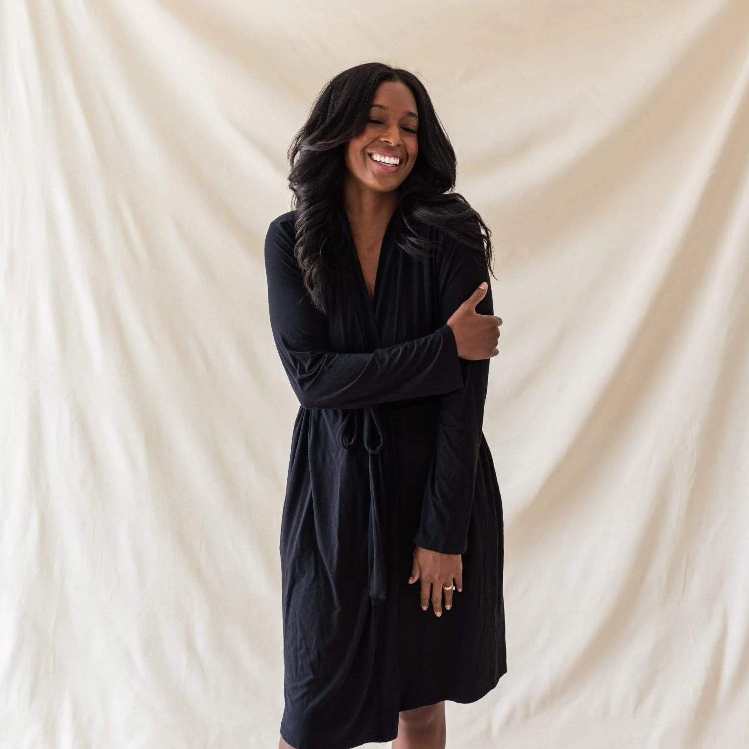 Women’s Lounge Robe In Midnight 5 Women’s Lounge Robe In Midnight - Image 3