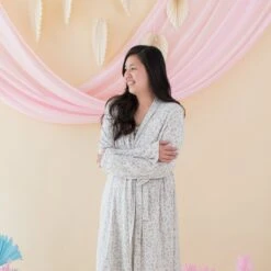 Women’s Lounge Robe In Oat Leopard -Kyte Baby kyte baby women s lounge robe women s lounge robe in oat leopard 32329606594671